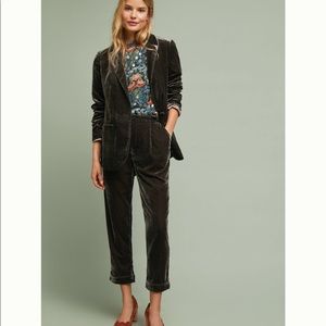 Anthropologie Cuffed Velvet Trousers